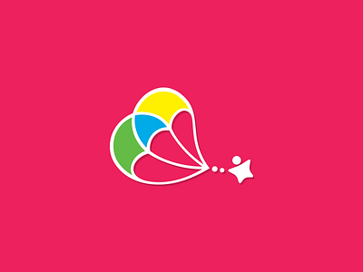 Parachute Logo children colorful fun illustration illustrator kids logo logomark parachute paragliding pink preschool star vibrant