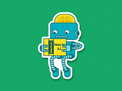 Artificial Intelligence book bot development illustration learning machine robot simple sticker