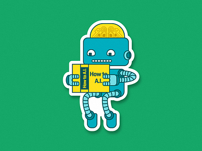 Artificial Intelligence book bot development illustration learning machine robot simple sticker