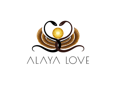 Alaya Love logo branding femininedesign logo logoart logodesign love magic mystical sacred heart sacredgeometry serpent snakes
