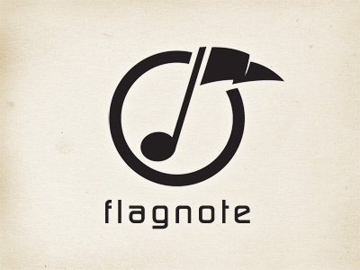 Flagnote black branding identity logo music note symbol