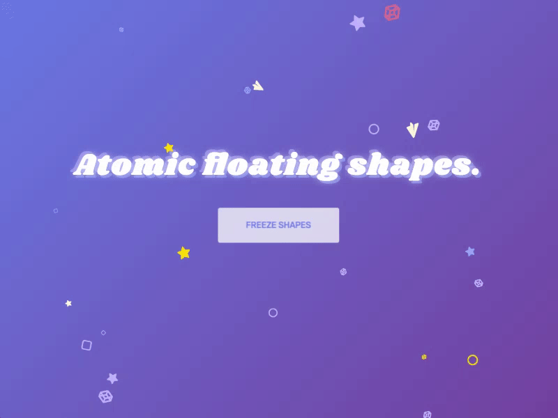 Atomic floating shapes animation background button effect gradient hover icons text typography ui web