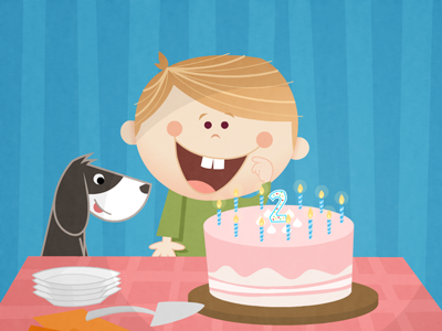 un jour important birthday cake dog illustration kid