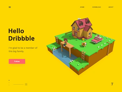 Hello Dribbble 3d dribbble illustrations isometric magicavoxel ui