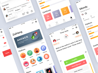 Knowledge quiz application mix battle dribbble gamification interest ui ux 可视化 应用 插图