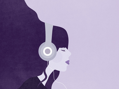 The Music One design headphones illustration lilac music portrait purple vector