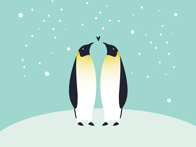 The Penguin Love One design green illustration love penguin snow vector