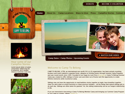 Camp To Belong pro bono siblings summer camp website