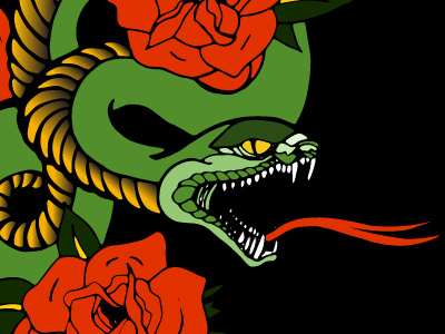 Serpentine Roses illustration roses snake tattoo art vector