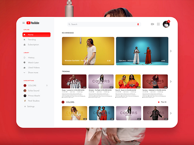 Youtube Redesign adobe app art demo design download kit landing page marketing ui ux web xd