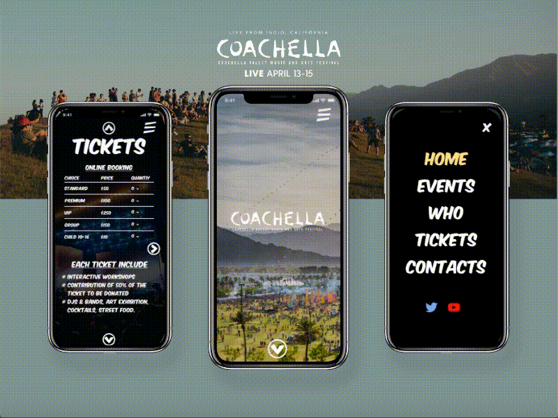 Coachella coachella download festival free music premium ui ux xd