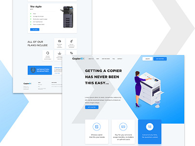 Copier Home Page flat design hero banner illustration shop design webpage