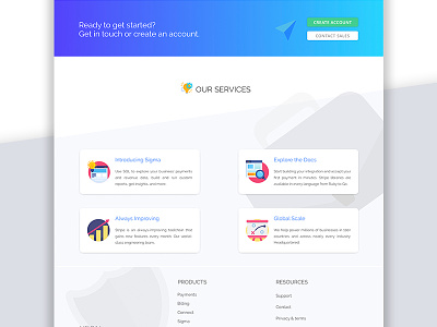 Landing Page | Services + Footer Sections footer design grid layout illustration material ui service landing page sketch 3 webpage