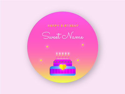 Birthday Party Badge badge birthday cake candle comets happy heart name stars sweet