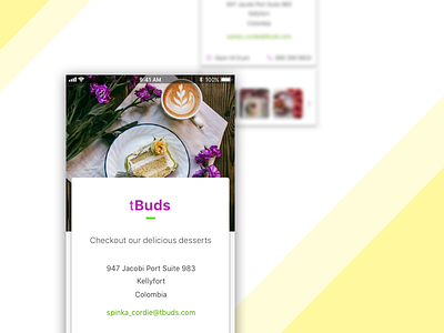 tBuds Cafe cafe desserts iphone mobile responsive restaurant website