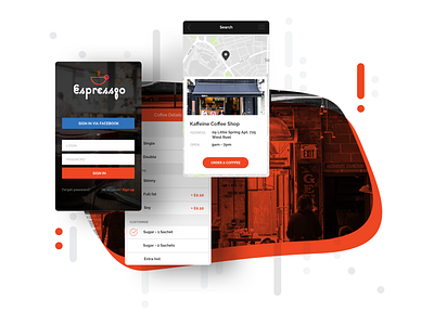 Espressgo Case Study widget black design digital illustration orange sketchapp vector web