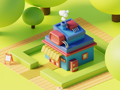 3d cute isometric store