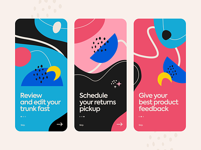 Onboarding screens exploration with abstract forms