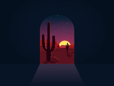 Arizona desert arizona cactus desert illustration sunset