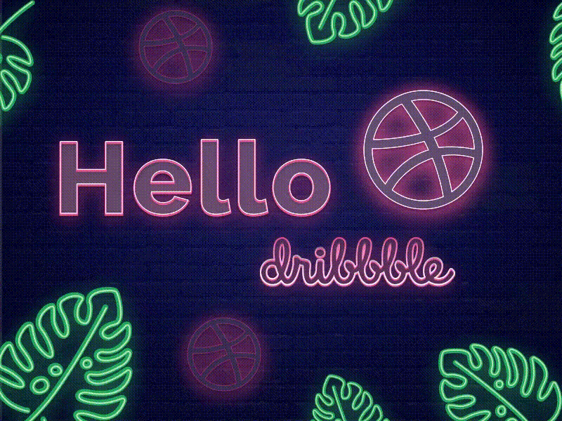 Hello Dribbble hello neon ui