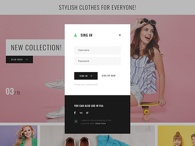 Sign in! clothes design e commerce form form design interface shoes sing in site stile ui web