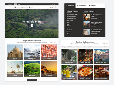 Indian Tourism Website Redesign clean design information architecture interaction design tourism ui user experience user interface design ux visual web webdesign website