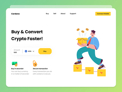 Buy Crypto Landing Page app branding design flat illustration ui ux web