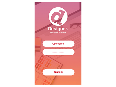 Login Screen for the App made for designers designer interaction design login screen organizer scheduler ui ux