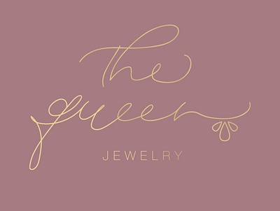 Logo for jewelry brand The Queen branding calligraphy design modern calligraphy vector