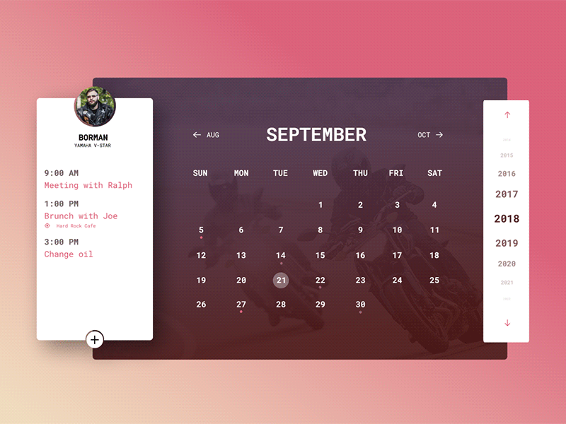 Motocalendar app ui ux