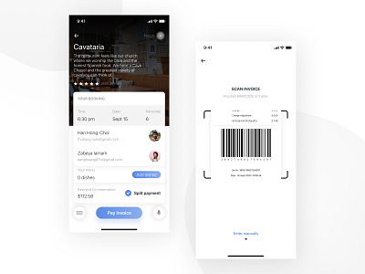 The concept of an application for split payment in a restaurant design ui ux