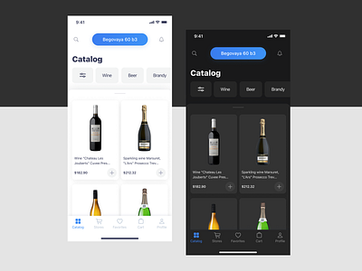 Liquor Store App 3d alcohol app application cinema 4d clean dark dark theme design ios iphone light store ui wine