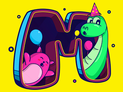 Letter M colorful cute cute animals design flat fun funny illustration illustrator vector