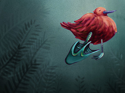 Bertie algae bird character design coral creature digital duck illustration texture underwater
