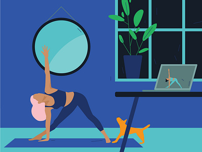 Yoga dog editorial illustration flat illustration logotype minimal vector yoga