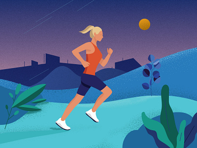 running editorial illustration flat icon illustration minimal run runner running sport vector woman