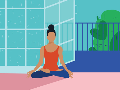 yoga editorial illustration flat icon illustration minimal vector woman