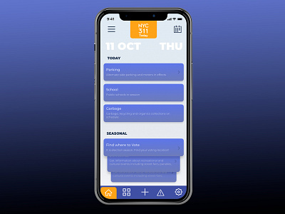 Nyc 311 App app appdesign clean clean interface color design gradient graphic simple simple design ui userexperience userinterface ux web