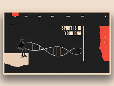 GYM / Landing page app black collage coral design digitalcollage dynamic graphic poster posterdesign red simple sport sporty trx typography ui userinterface ux web