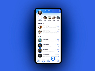 IMO app - video calls and chats app appdesign blue call app chat design group message app simple ui userexperience userinterface ux video app web