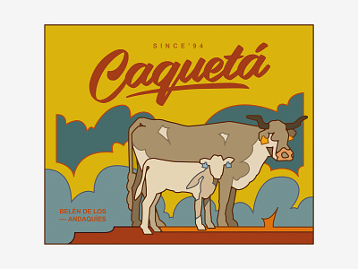 The cows of my hometown color design illustration illustrator ilustración vector