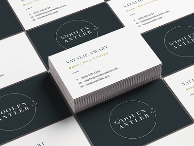 Woolen Antler & Co. Business Cards antler branding design business card foraged graphic design handcrafted w