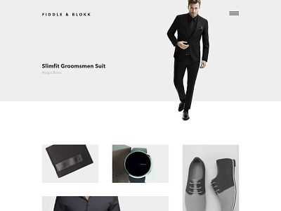 Fiddle & Blokk black design fashion grey men minimal minimalistic web webdesign white