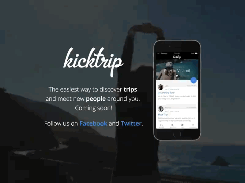 Kicktrip - Coming Soon Landingpage adventure android app background coming ios kicktrip landingpage soon travel video website