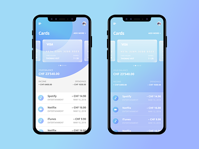 Banking App app banking creditcard finance gradient ios iphone mobile