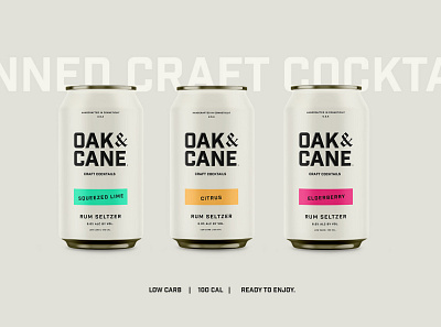 Canned Craft Cocktails Concept for Oak & Cane beer beer can design beverage design beverage packaging branding font design identity design liquor logotype package design spirits