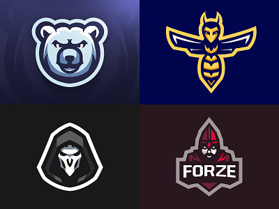 2018 Best shots bear bee black blue branding bumblebee cowboy design e sports illustration logo mascot mascot logo overwatch overwatch reaper mascot logo red white