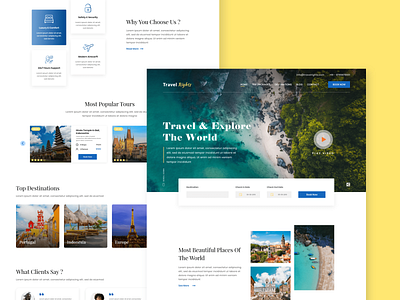 Travel Tour - Homepage agency beach colors design home page illustration landing page minimal summer travel ui vacation web web design website
