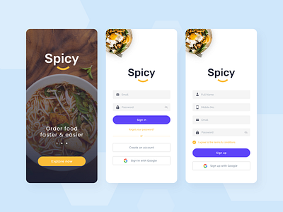 Spicy - Food Delivery App app branding concept delivery design eat ecommerce food app graphics illustration interface ios minimal mobile ui ux