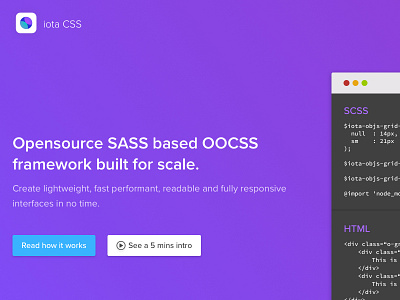 iota CSS - Homepage button call to action code css editor hero homepage landing page sass section